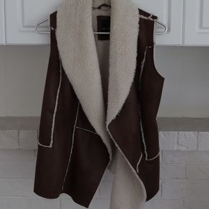 Faux Fur Sherpa Vest Cardigan Overlay